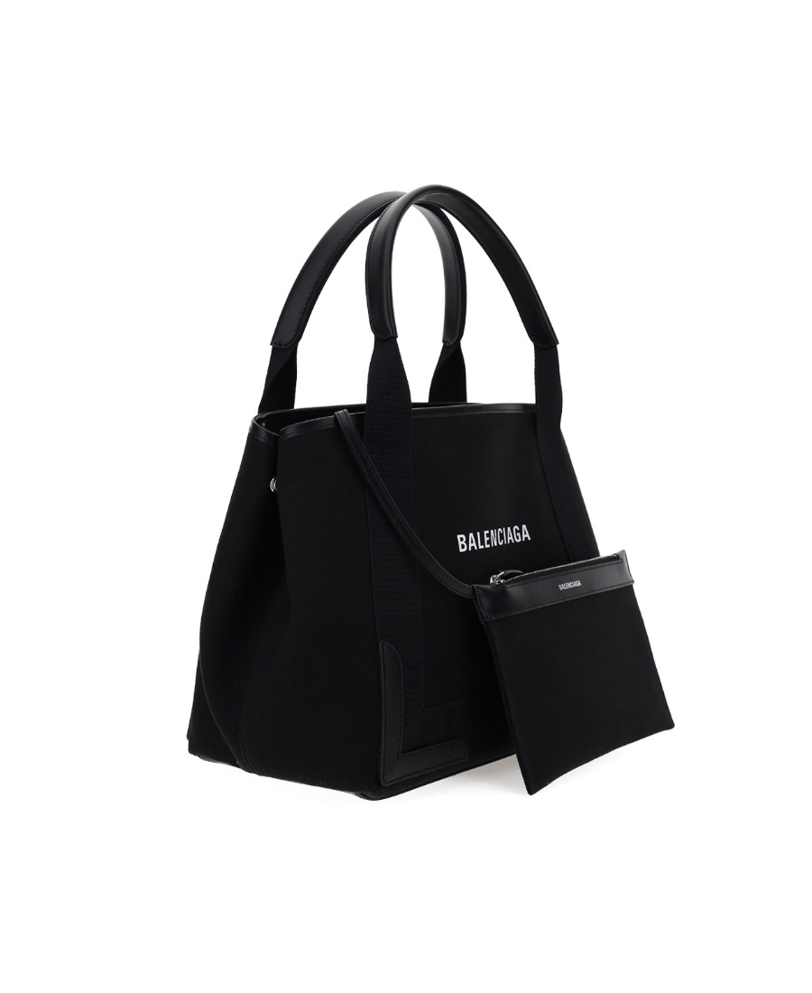 Balenciaga Navy Cabas Small Canvas Tote Bag In Black
