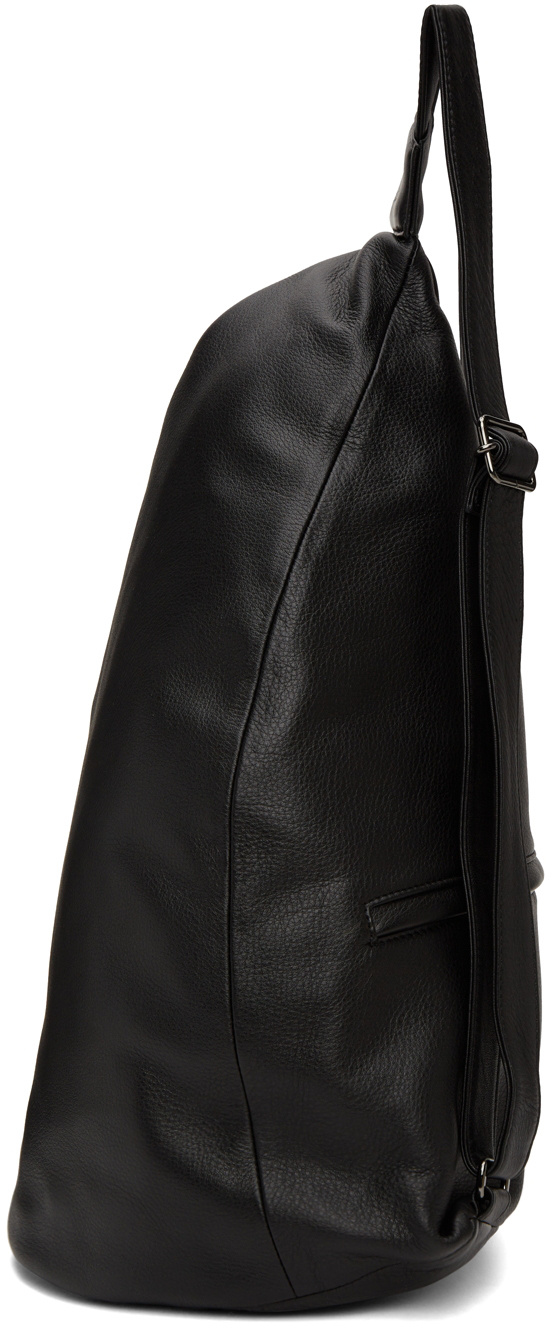 Yohji Yamamoto Logo-embossed Leather Backpack In Black