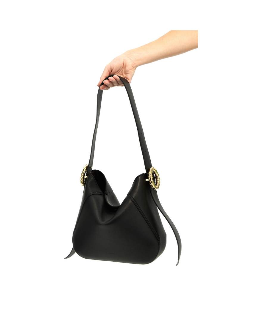 Shop Lanvin Melodie Leather Shoulder Bag In Black