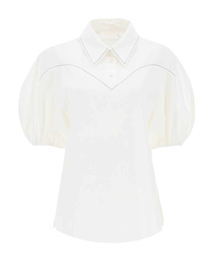 Shop Chloé Oberteil Patterned-jacquard Blouse In White