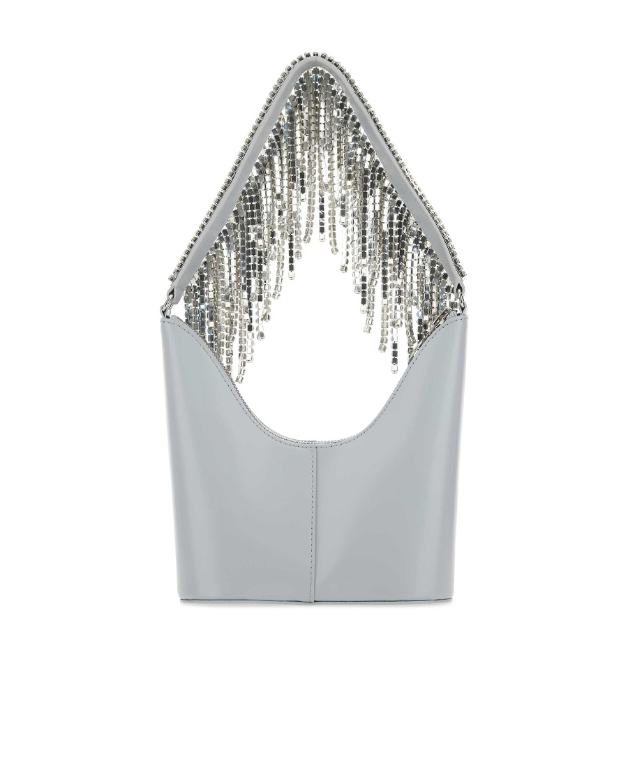 Shop Kara Bean Crystal-embellished Fringe Shoulder Bag In Gray