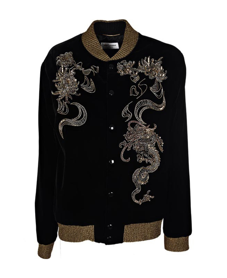 Saint Laurent Long-sleeved Pilot Baseball Casual Jacket In Black