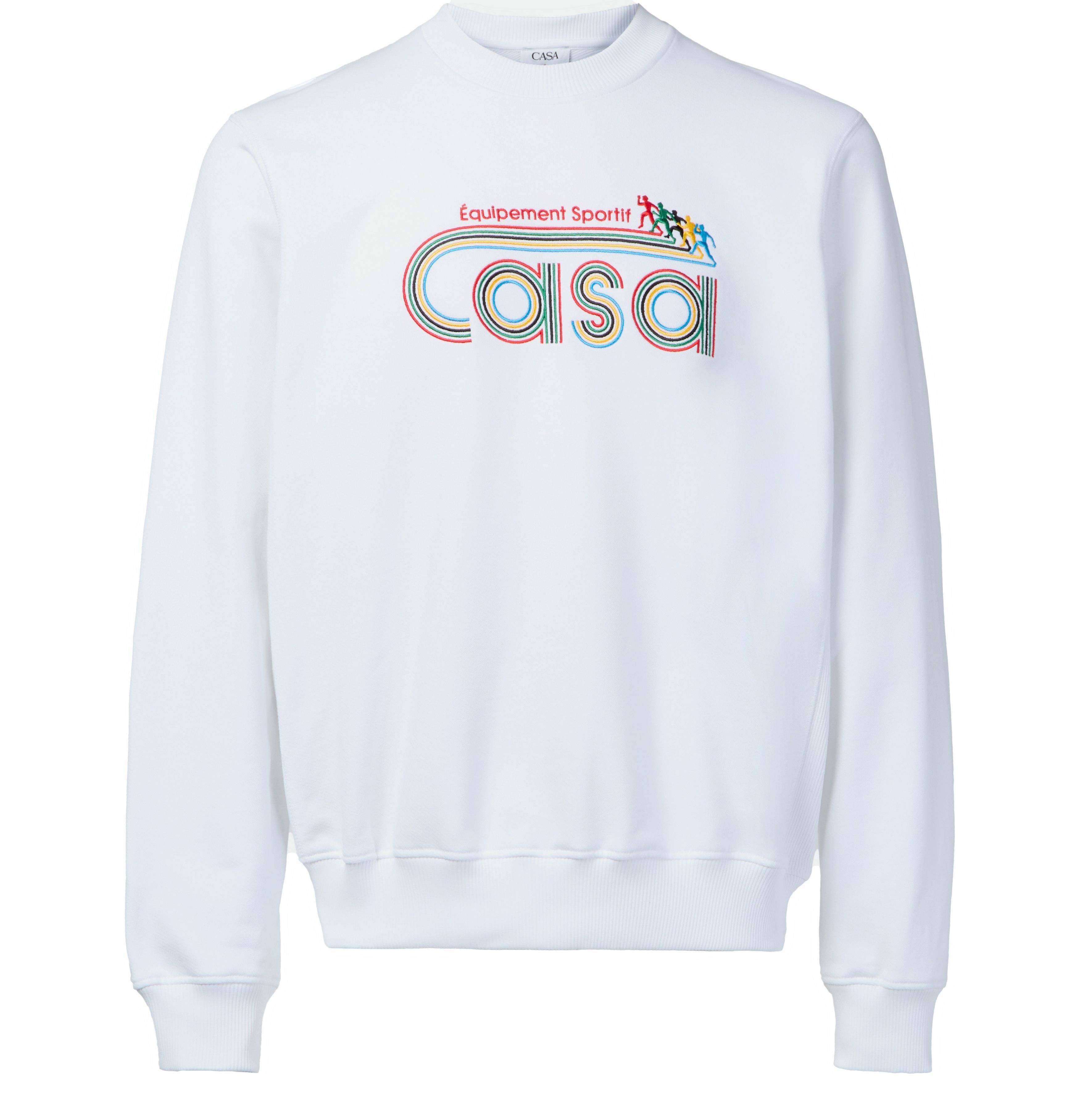 Casablanca Cotton Crew Neck Sweatshirt With Graphic Print In White