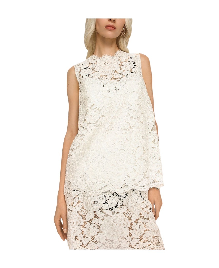 Dolce & Gabbana Women's Floral Lace Sleeveless Top In White