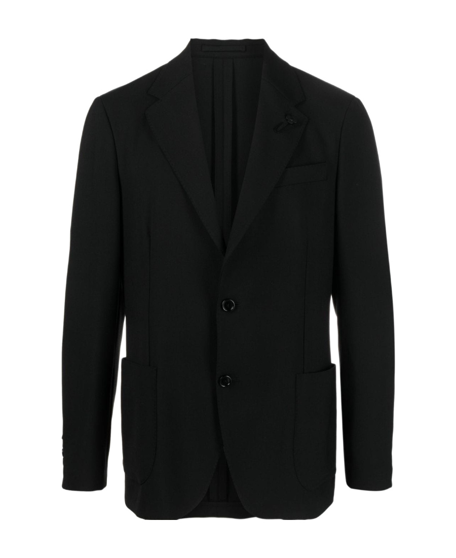 Lardini Notched Lapel Single-breasted Blazer In Black