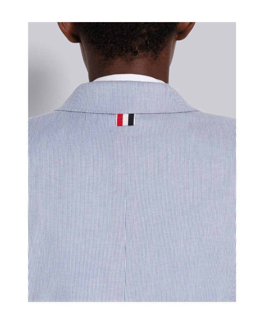 Thom Browne Woman Blazer Navy Blue Size 10 Cotton In Gray