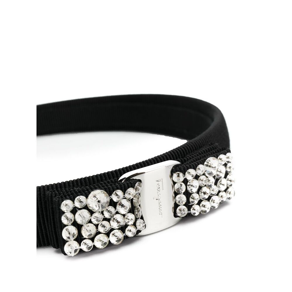 Shop Ferragamo Embellished Bow Headband In Black