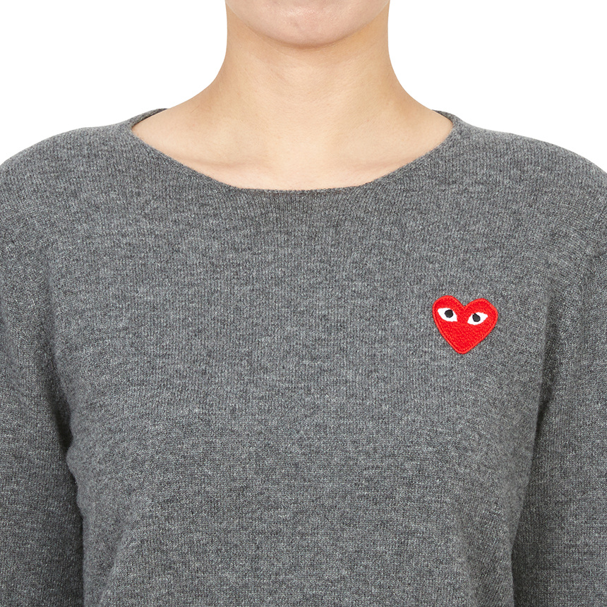 Comme Des Garçons Play Long Sleeve Sweater In Gray