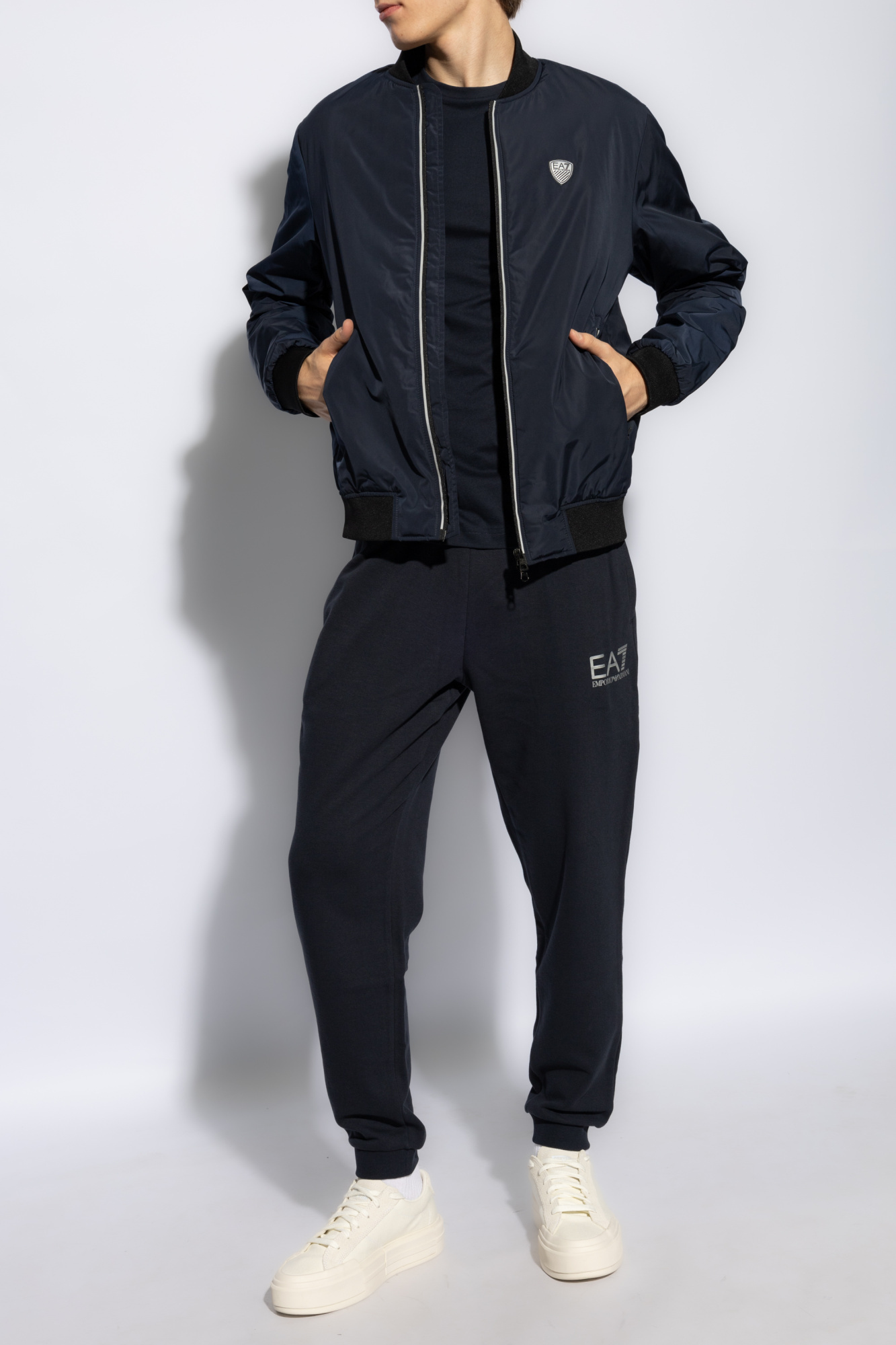 Ea7 Logo-patch Bomber Jacket In Black