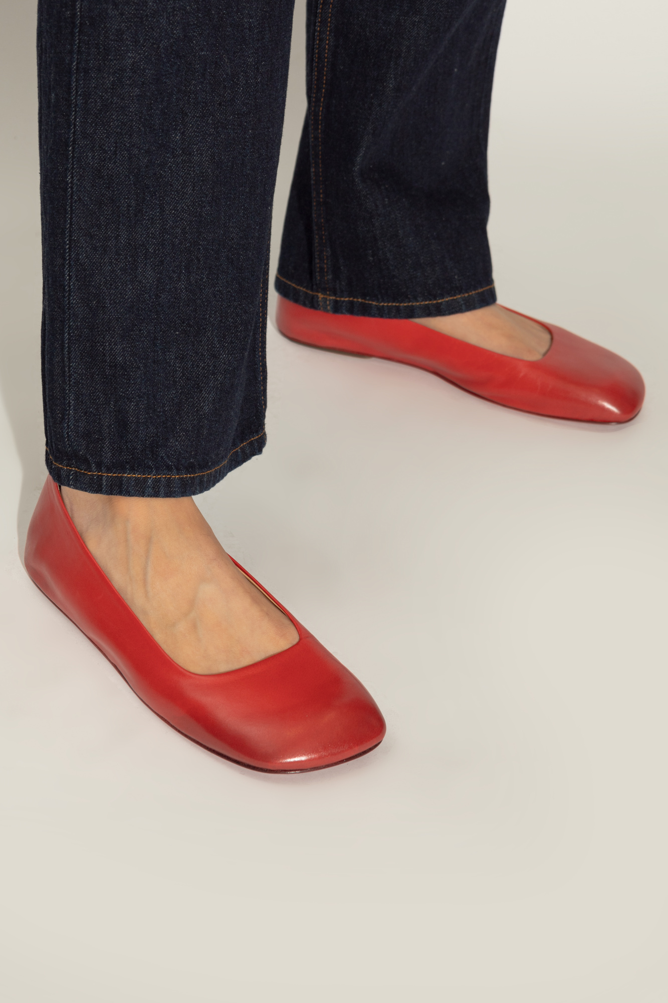 Shop Marsèll Square Toe Slip-on Ballerina Shoes In Red