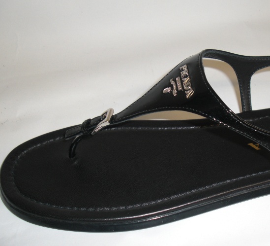 Prada Logo Sandals In Black