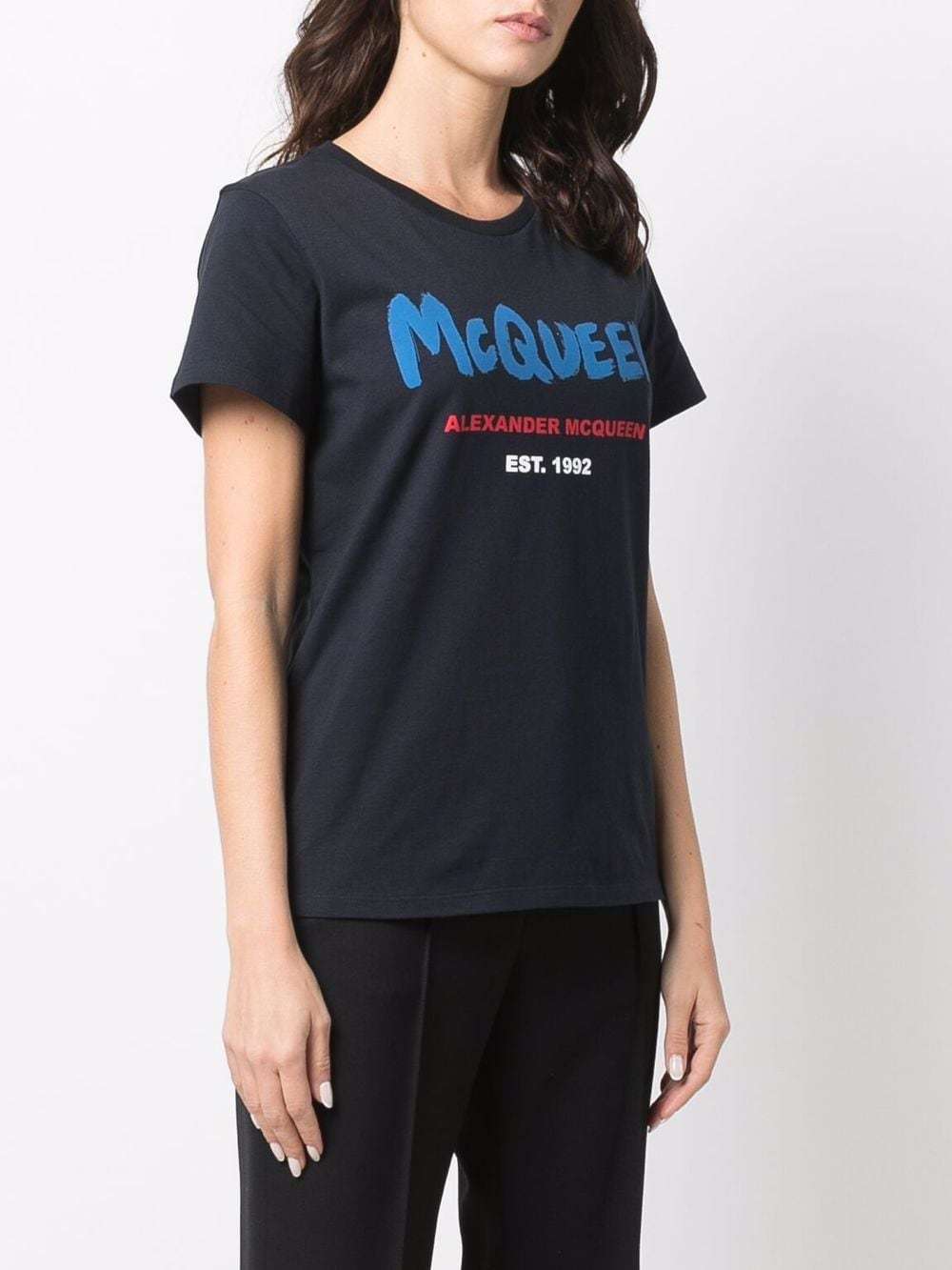 Alexander Mcqueen Logo-print Cotton T-shirt In Blue