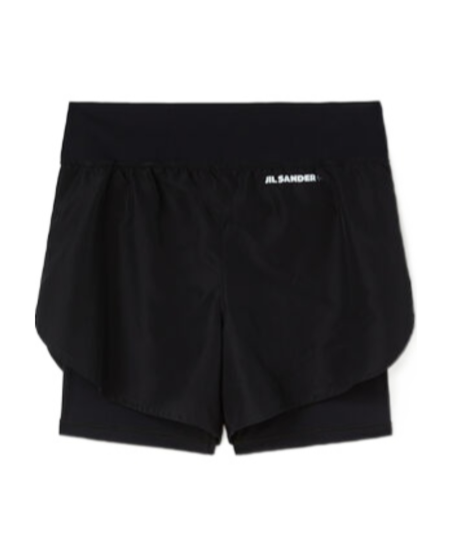 Jil Sander Logo Tech Layered Running Shorts In Black