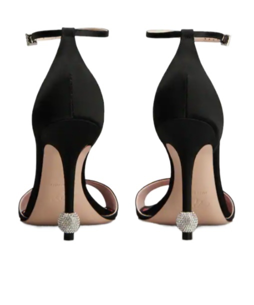 Roger Vivier I Love Vivier Strass-detail Satin Sandals In Black
