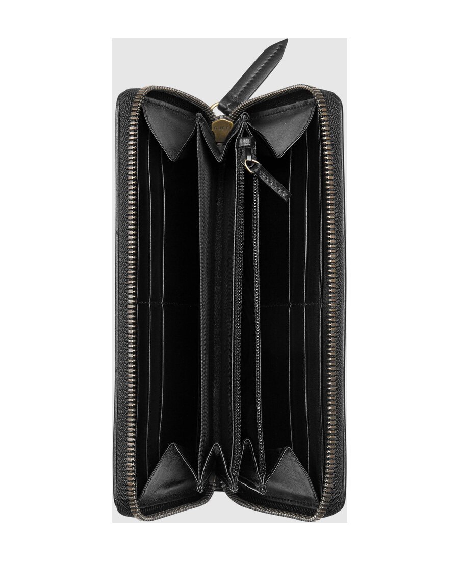Gucci Black Leather Marmont Gg Wallet In Black