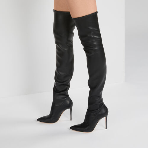 Casadei Suede Blade Over-the-knee Boots 100 In Black