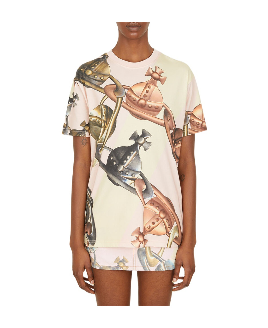Vivienne Westwood Orb Chain Printed Crewneck T-shirt In Nude