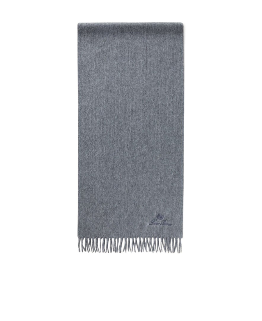 Loro Piana Piccola Unita Logo Cashmere Scarf In Gray