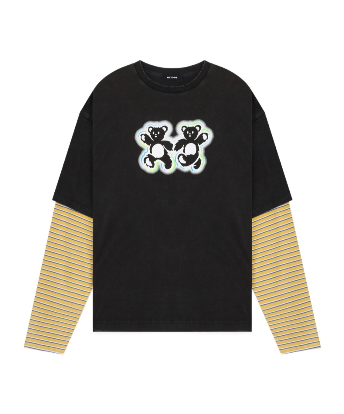 We11 Done T-shirt Im Layering-look Mit Teddy In Black