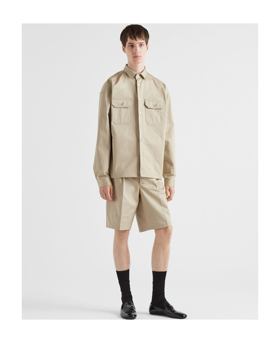 Prada Twill-weave Overshirt In Brown