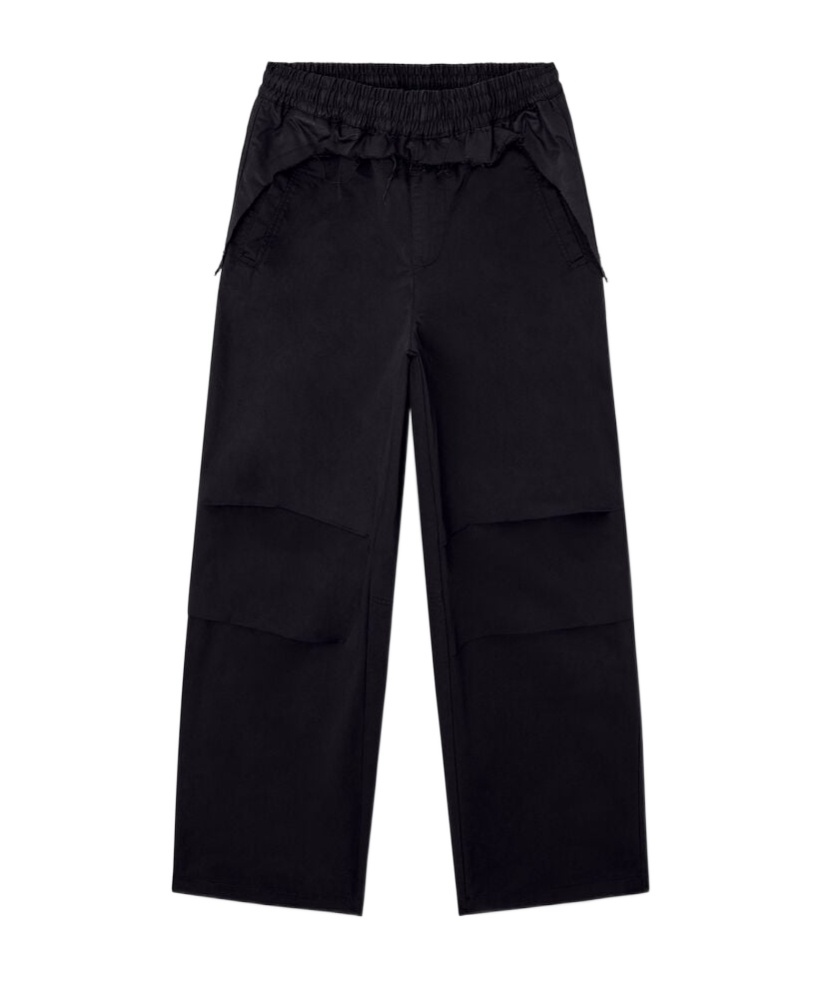 Diesel "gustaf" Layered Wide Leg Trousers In Black