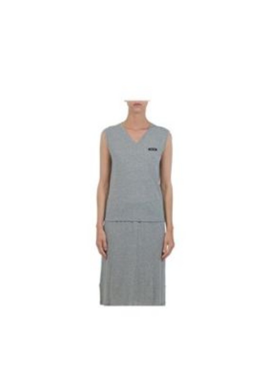 Miu Miu Logo Sleeveless T-shirt In Gray