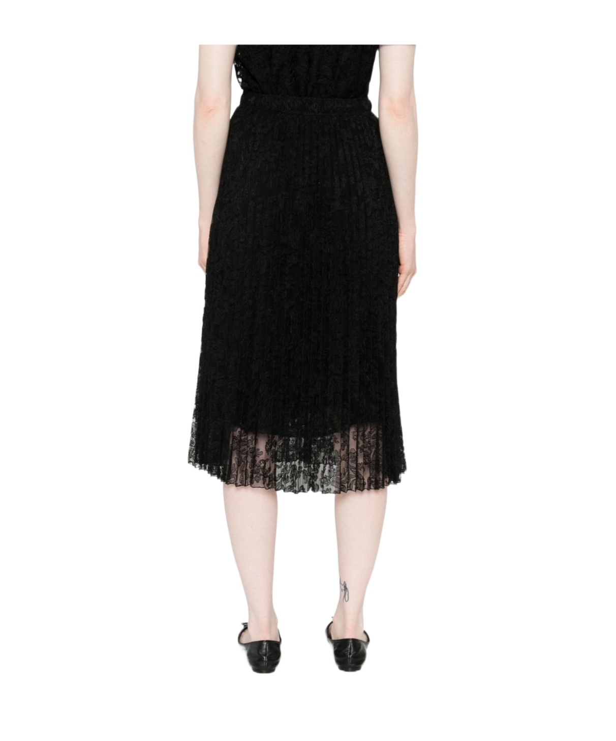 Ermanno Scervino Midi A-line Skirt Lace Overlay In Black