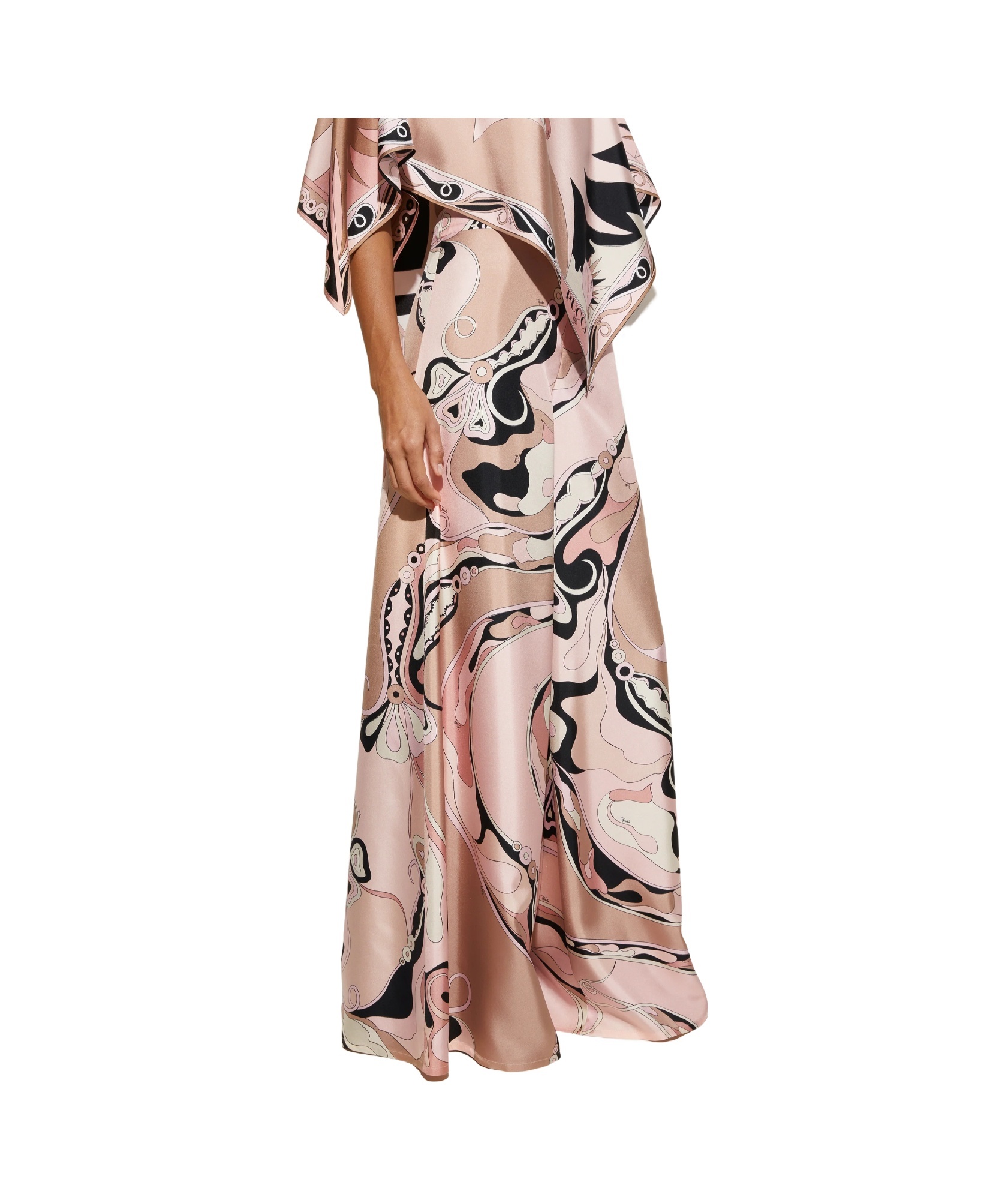 Emilio Pucci Orchidee Print Silk Twill Wide-leg Pants In Nude