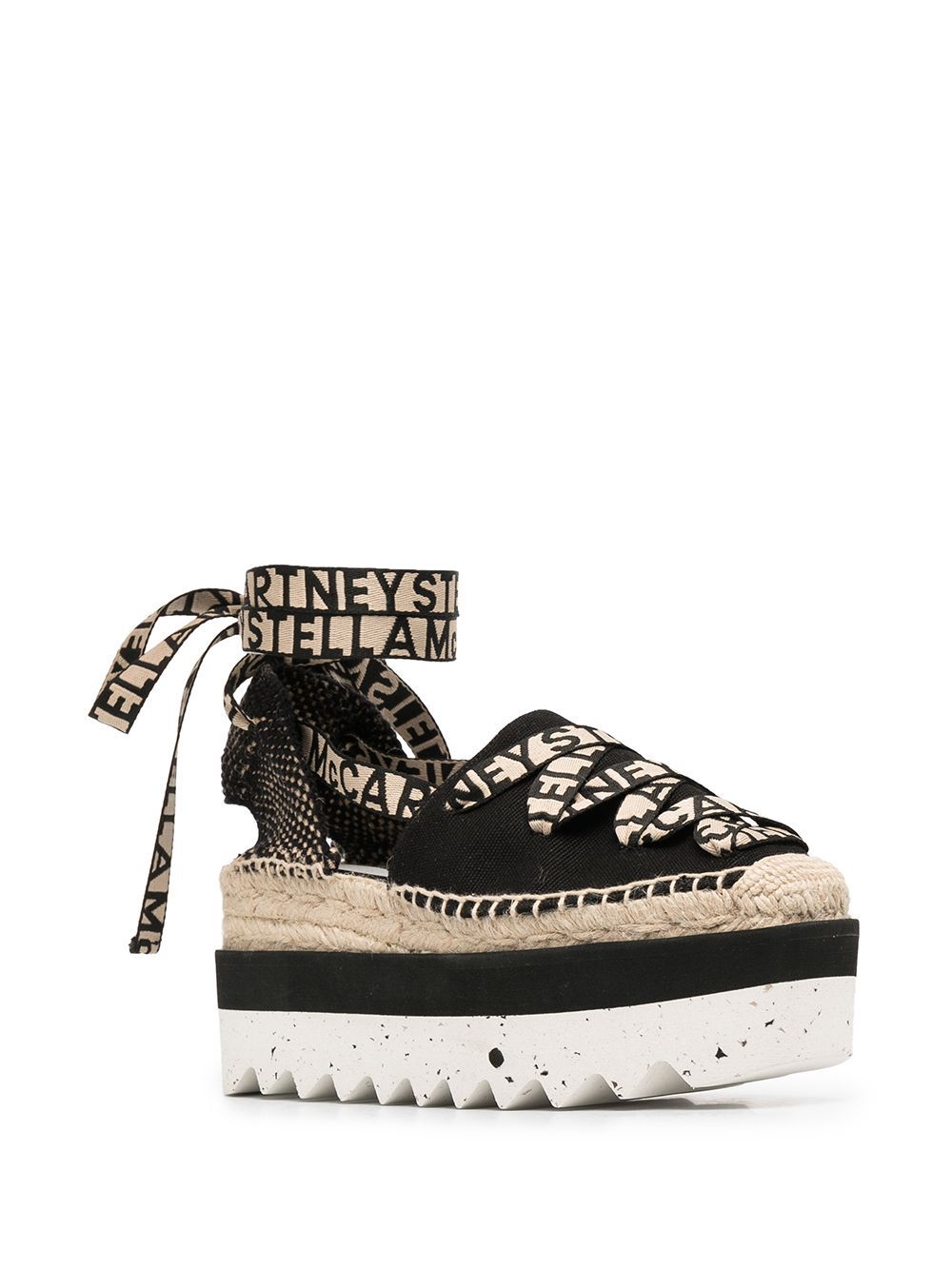 Stella Mccartney Black Organic Canvas Gaia Platform Espadrilles In Black