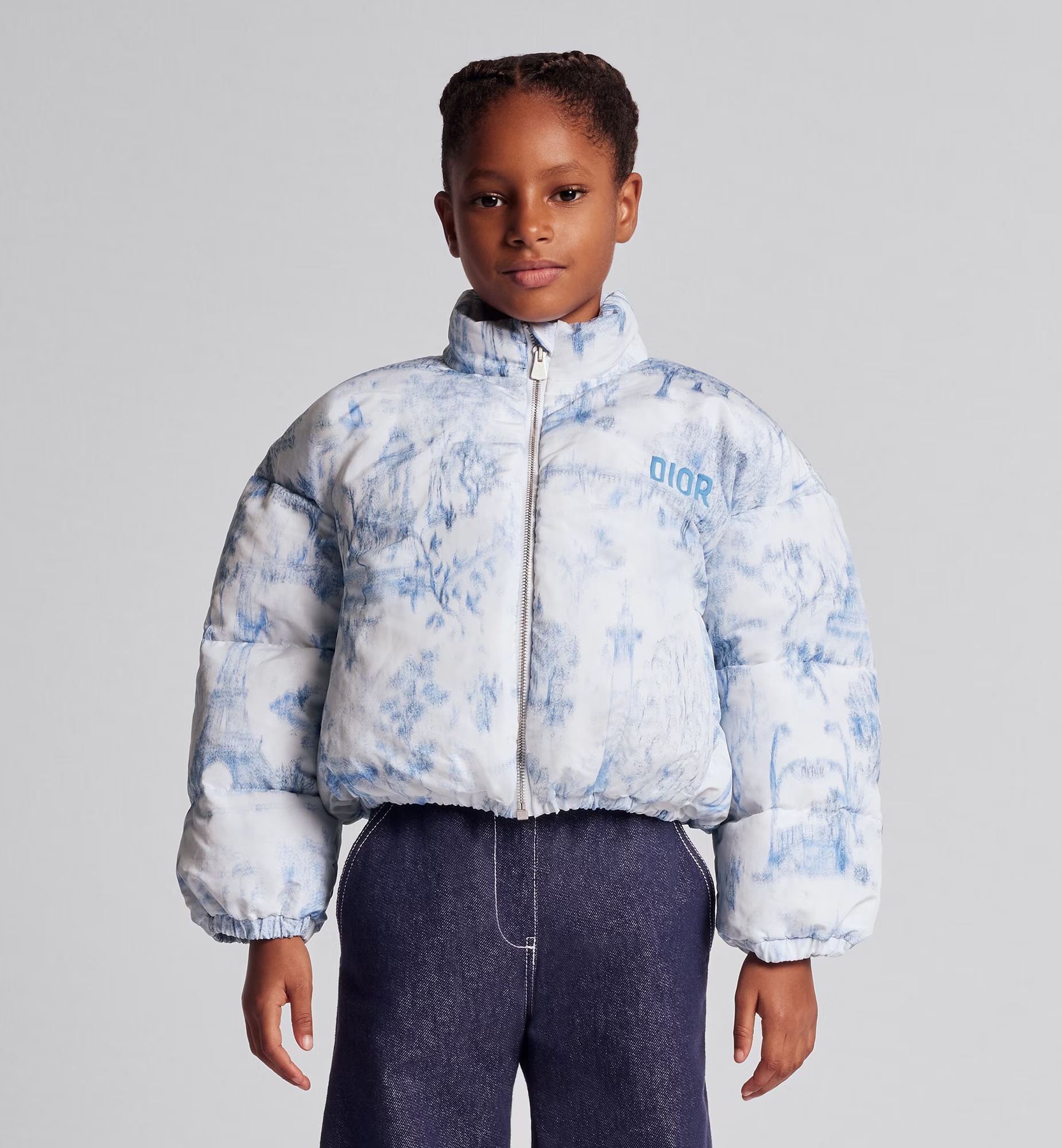 Dior Vertical Collar Zipper Down Jacket In White