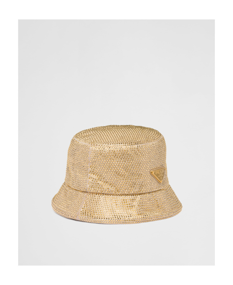 Prada Crystal-embellished Satin Bucket Hat In Yellow