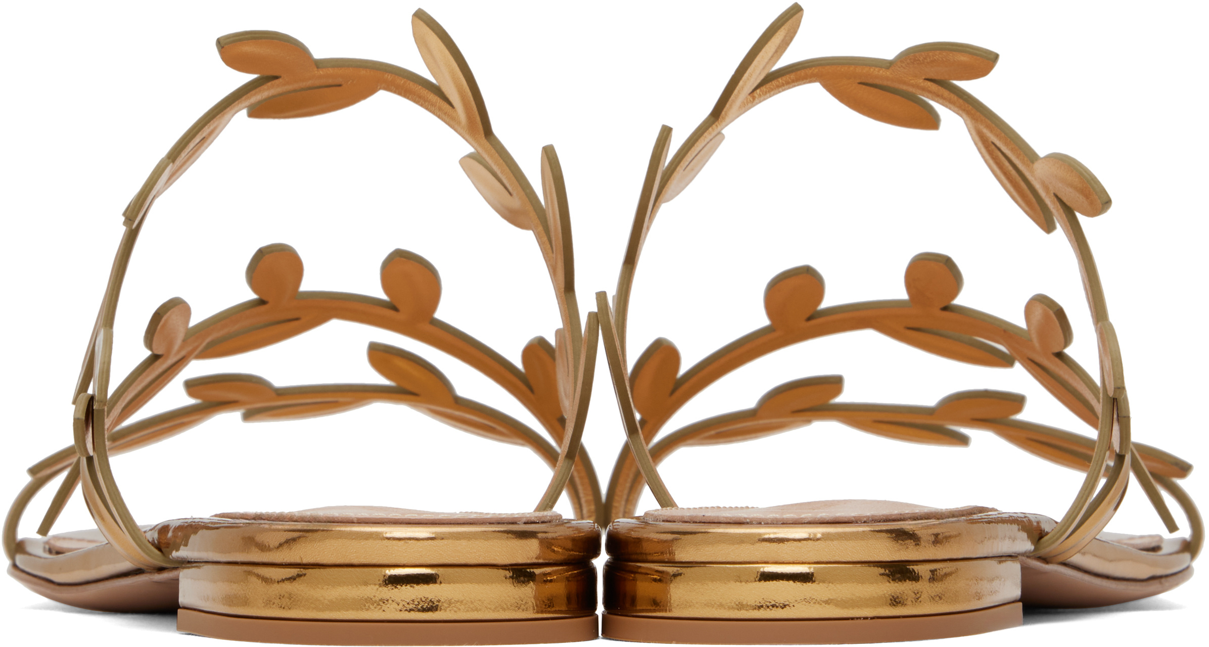 Gianvito Rossi Flavia Metallic-leather Slides In Gold