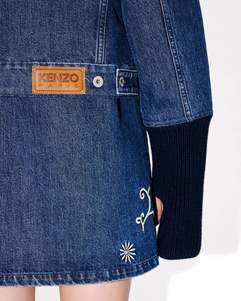 Kenzo Long-sleeved Denim Jacket In Blue
