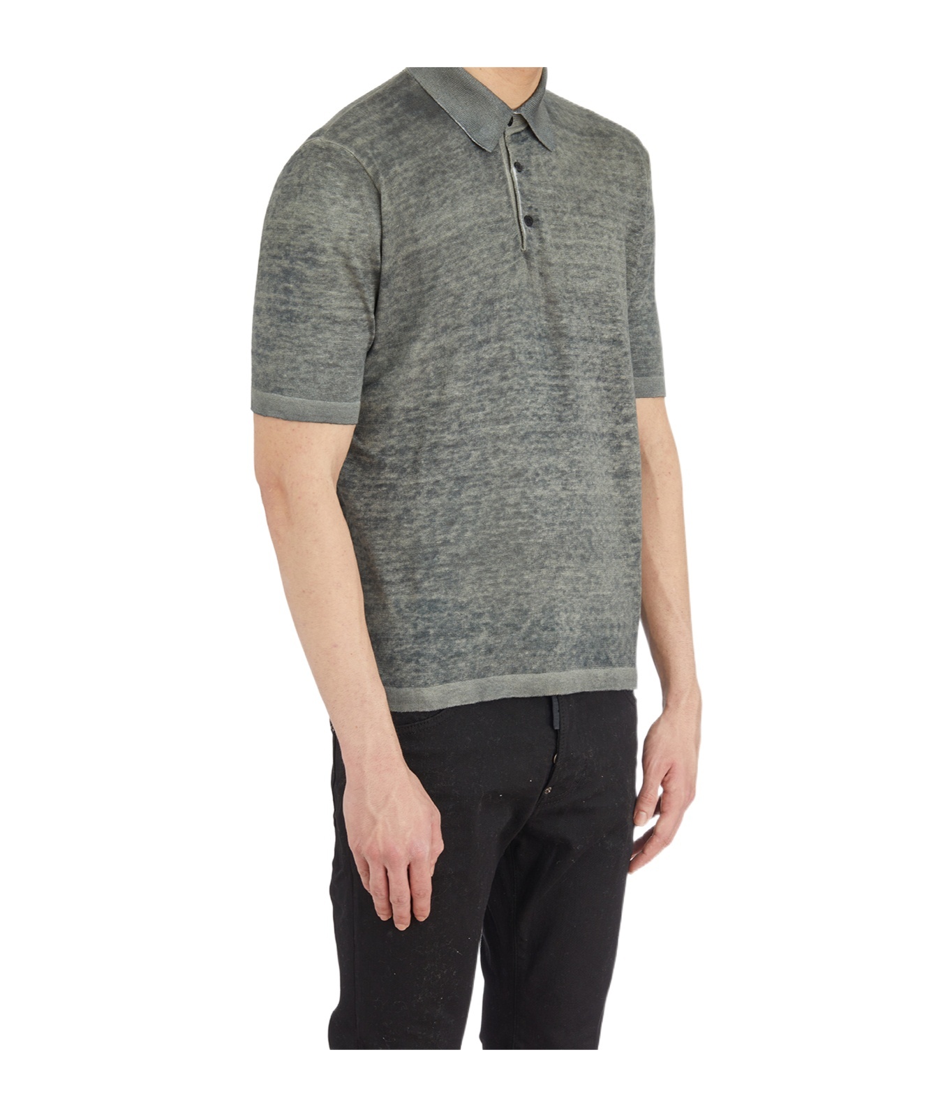 Avant Toi Short-sleeved Knitted Polo Shirt In Gray