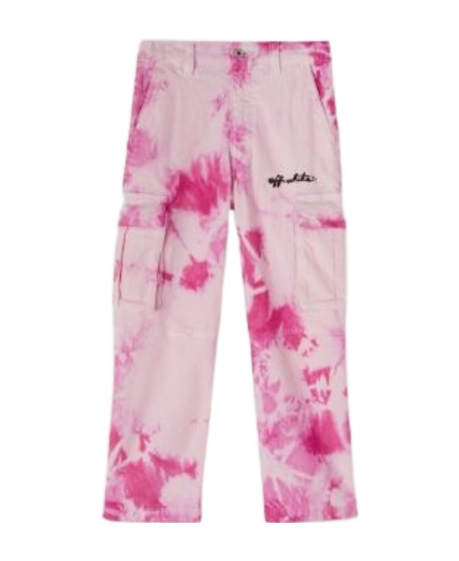 Off-white Tie Dye-print Cargo Trousers In Pink