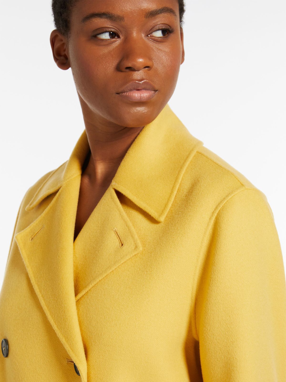 Weekend Max Mara Double-breasted Wool Pea Coat In Yellow