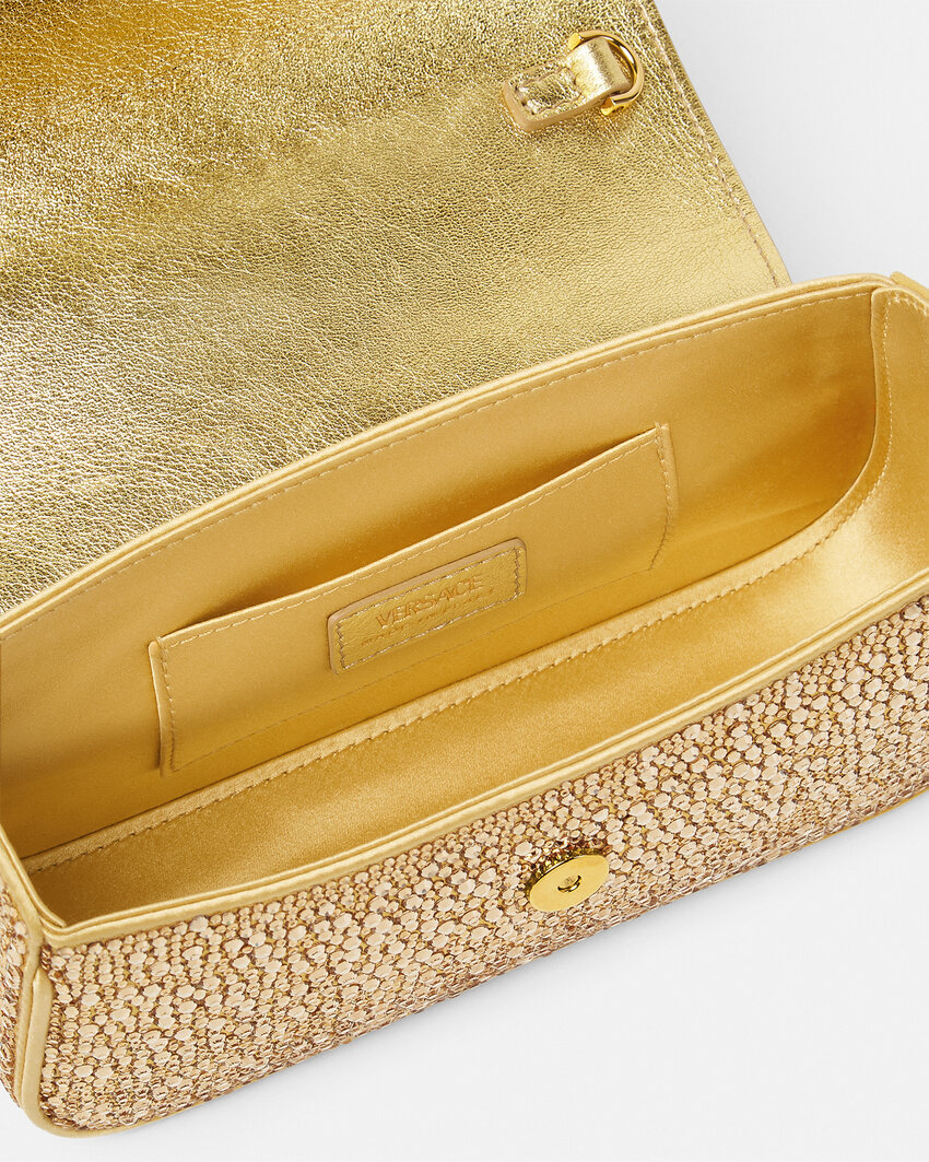 Versace Golden La Medusa Mini Crossbody Bag In Gold