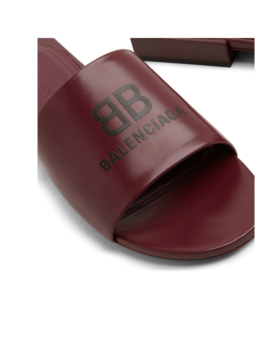 Balenciaga Logo Flip-flops In Red