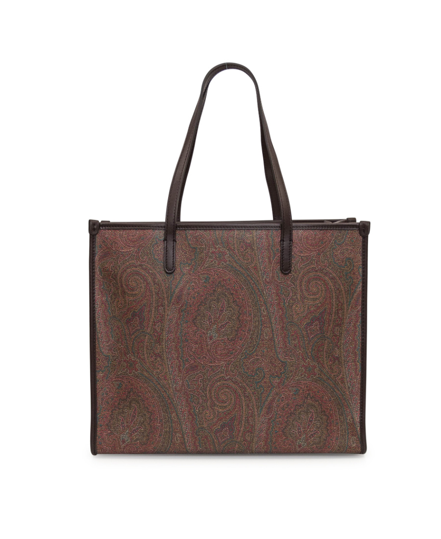 Etro Medium Paisley Shopping Bag With Stone Embellishment In Brown