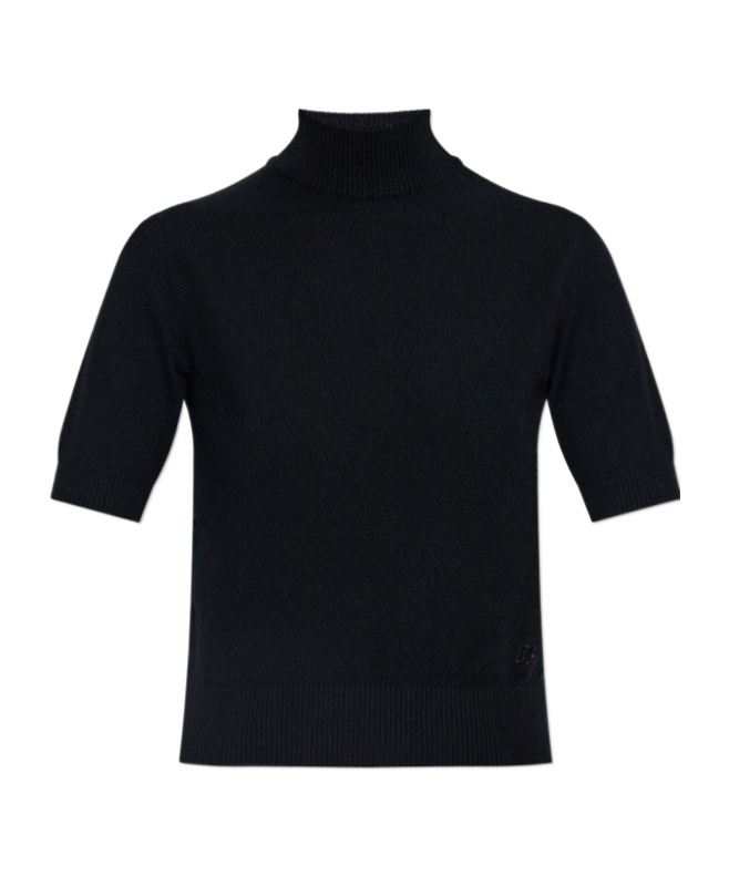 Dolce & Gabbana Short-sleeve Turtleneck Sweater In Black