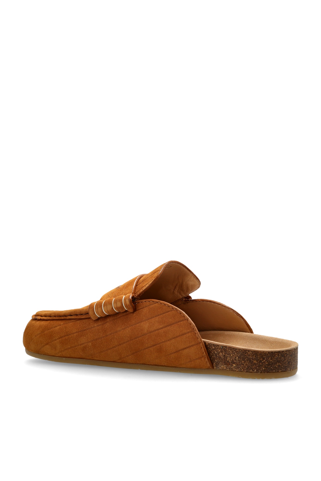 Jw Anderson Stitch Ribbed Nubuck Mules In Brown