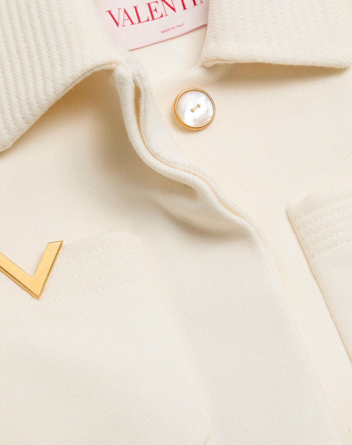 Valentino Mantel Aus Drill Double Frau Elfenbein 50 In White