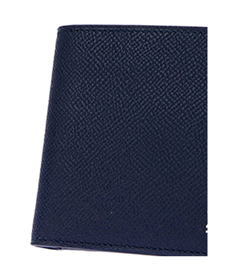 DUNHILL NAVY BLUE BADGE DOUBLE-FOLDED WALLET