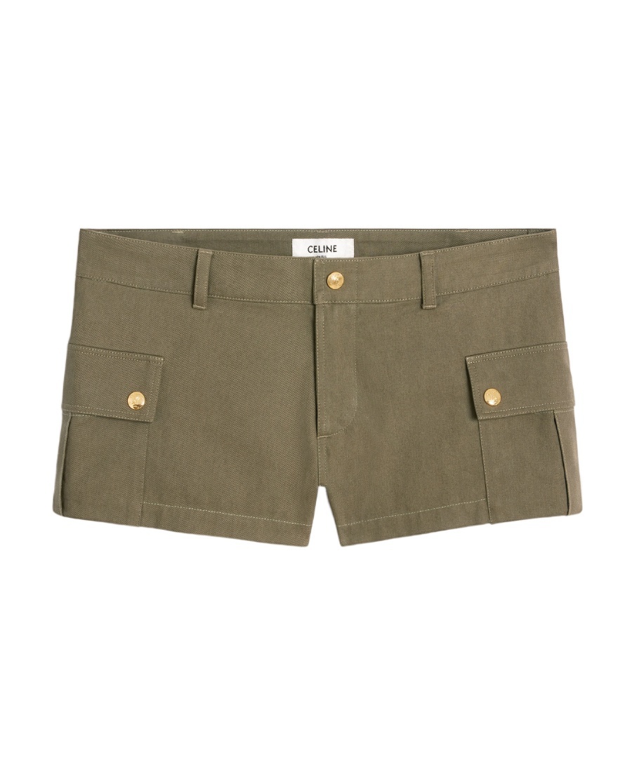 Celine Mini Overalls Shorts In Khaki