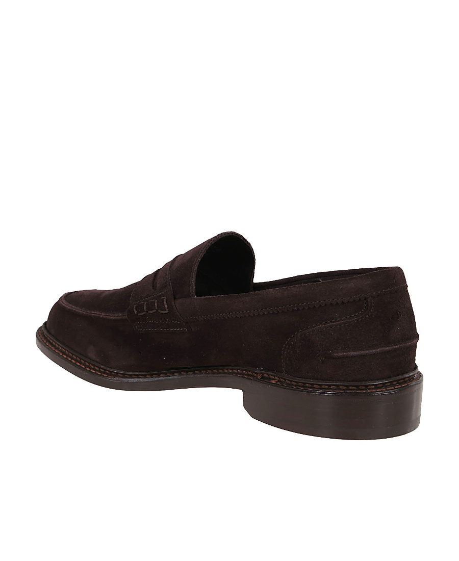 Tricker's Smooth Suede Loafers With Classic Silhouette In Black