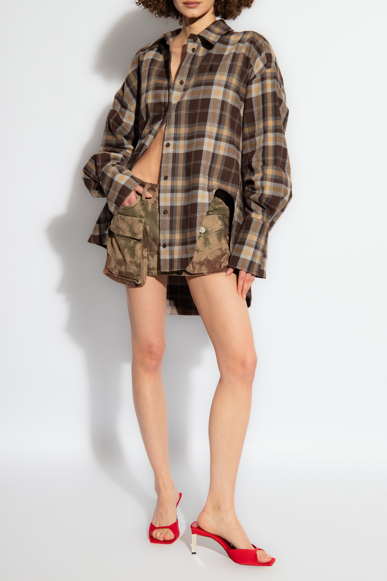 Attico Fay Camouflage-print Miniskirt In Nude