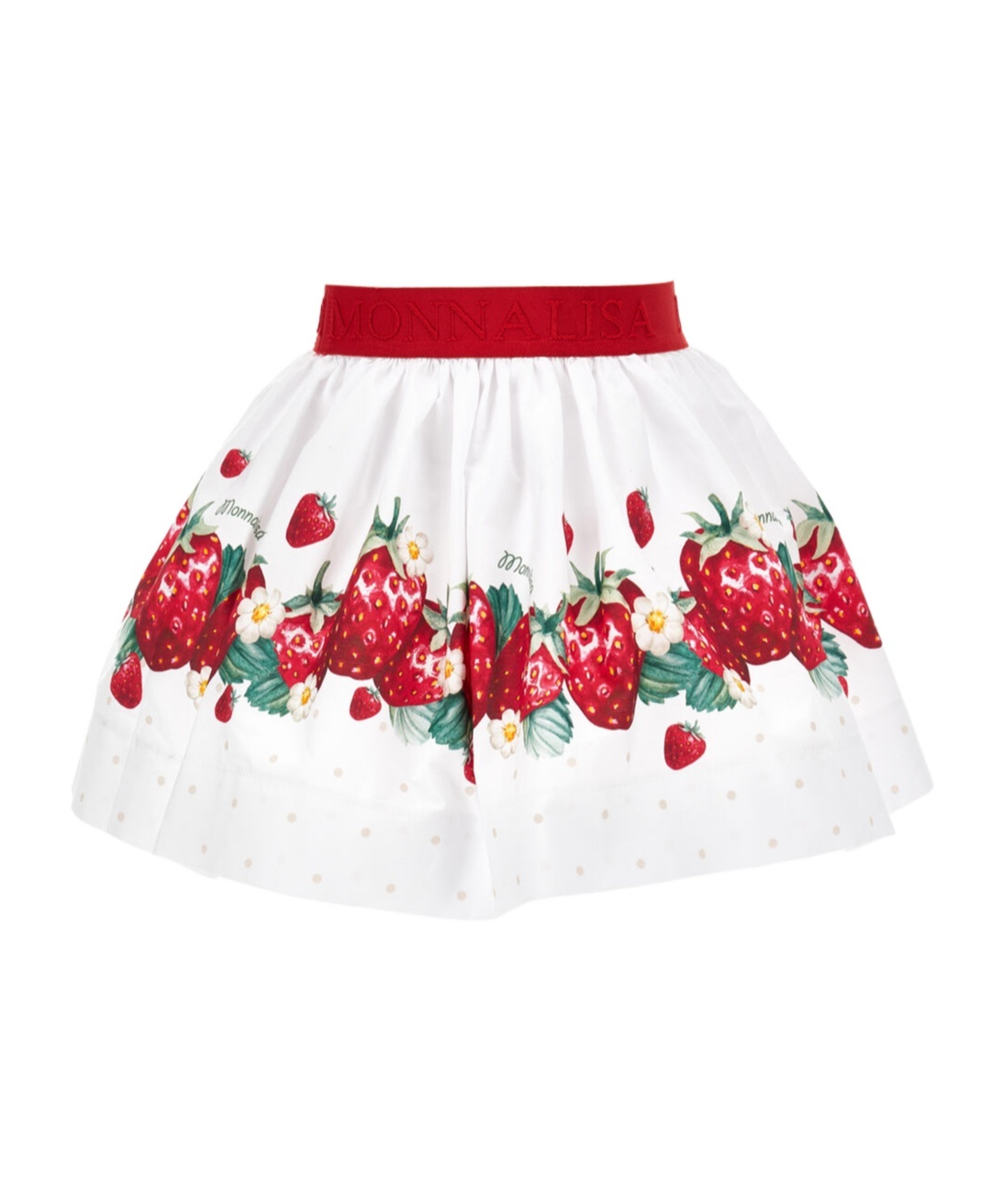 Monnalisa Printed Cotton Poplin Skirt In White