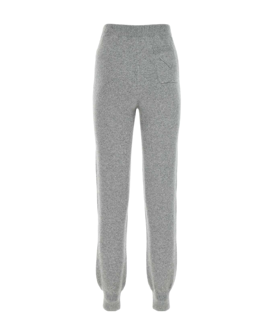 Prada Cashmere Blend Joggers With Elastic Waistband In Grey