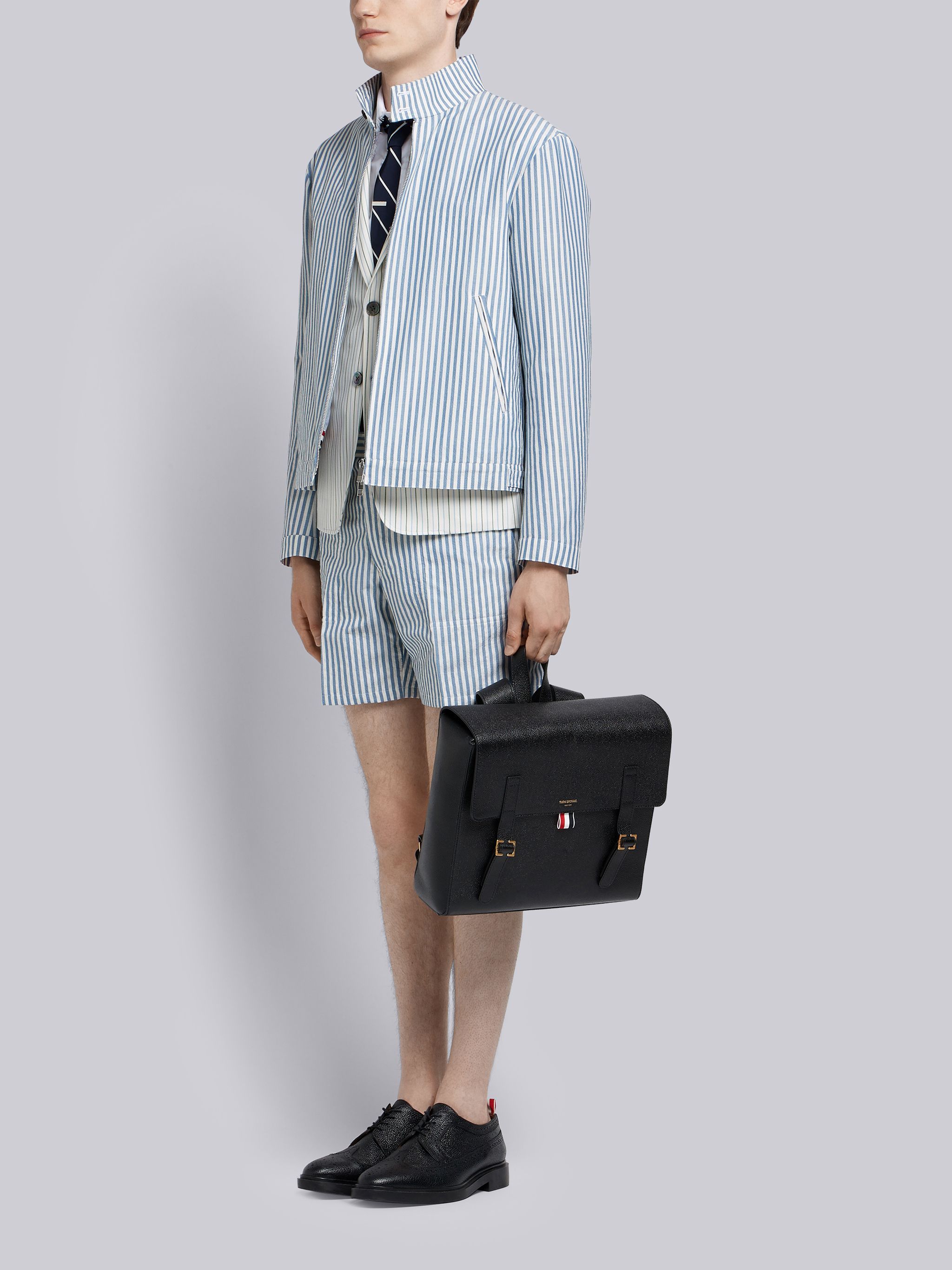Thom Browne Rwb Structured Backpack In Black