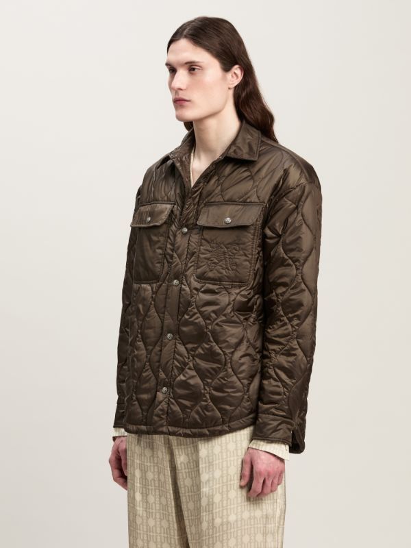 Palm Angels Logo Embroidered Drop Shoulder Jacket In Brown